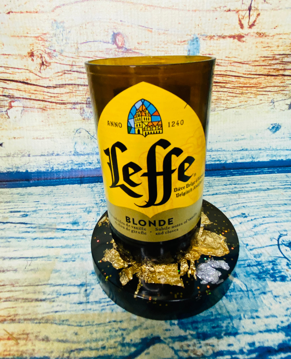 Leffe 330ml bottle turned into a drinking glass