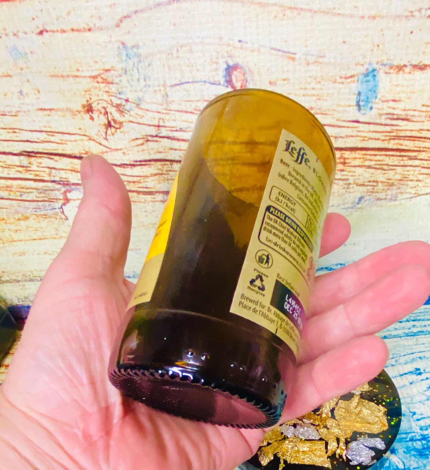 Leffe 330ml bottle turned into a drinking glass