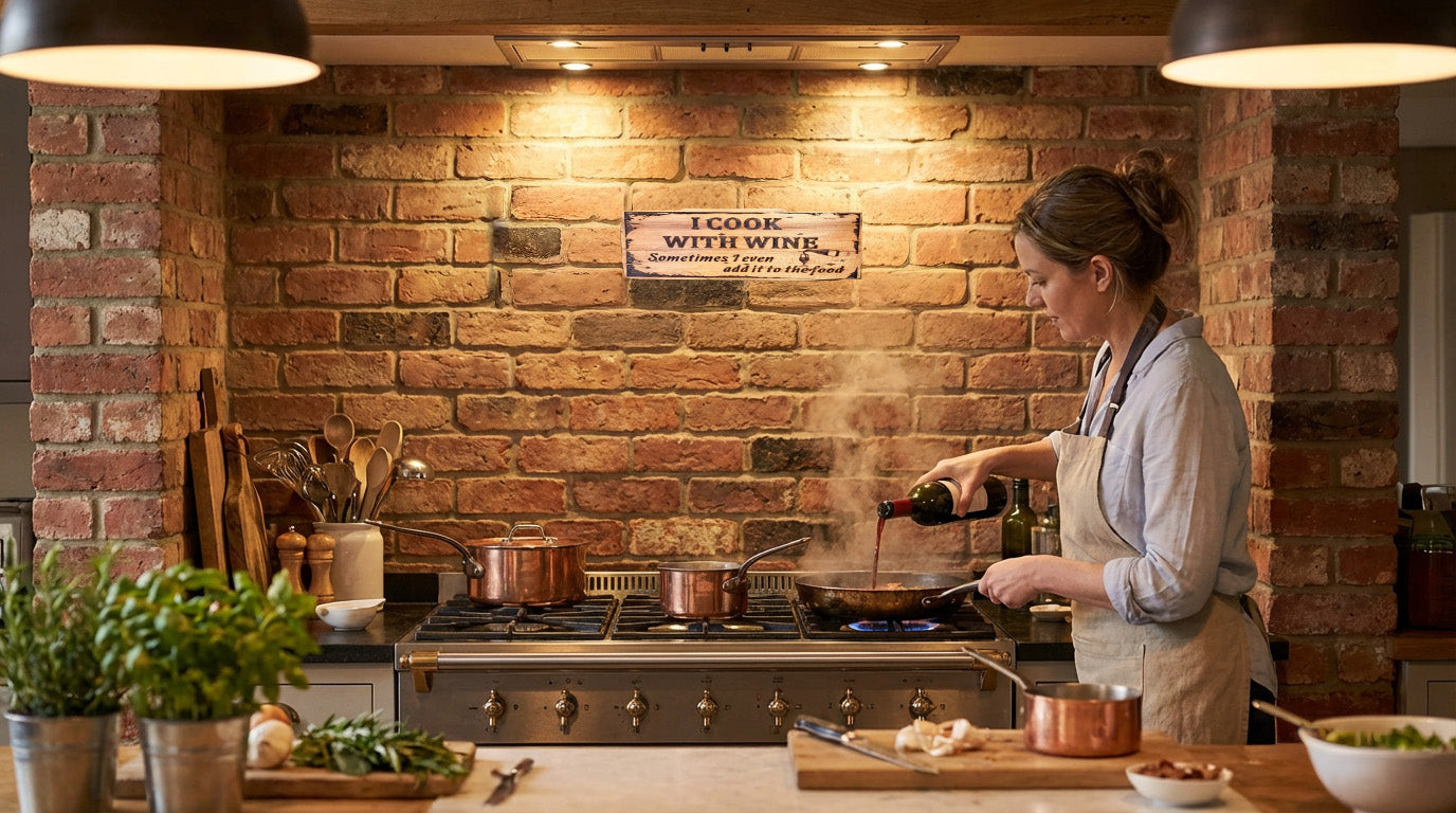 “I cook with wine… sometimes I even add it to the food.” 🍷😏