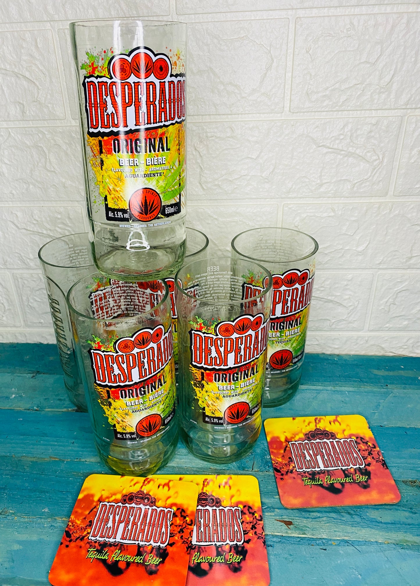 Handmade Desperado Beer Glass from Bottle with free coaster