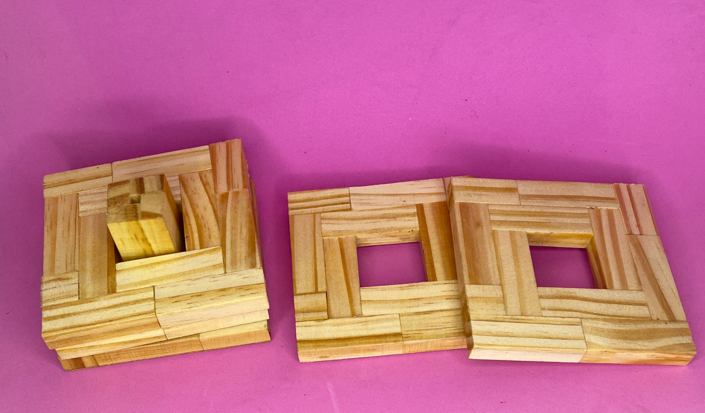 wood block coasters with holder