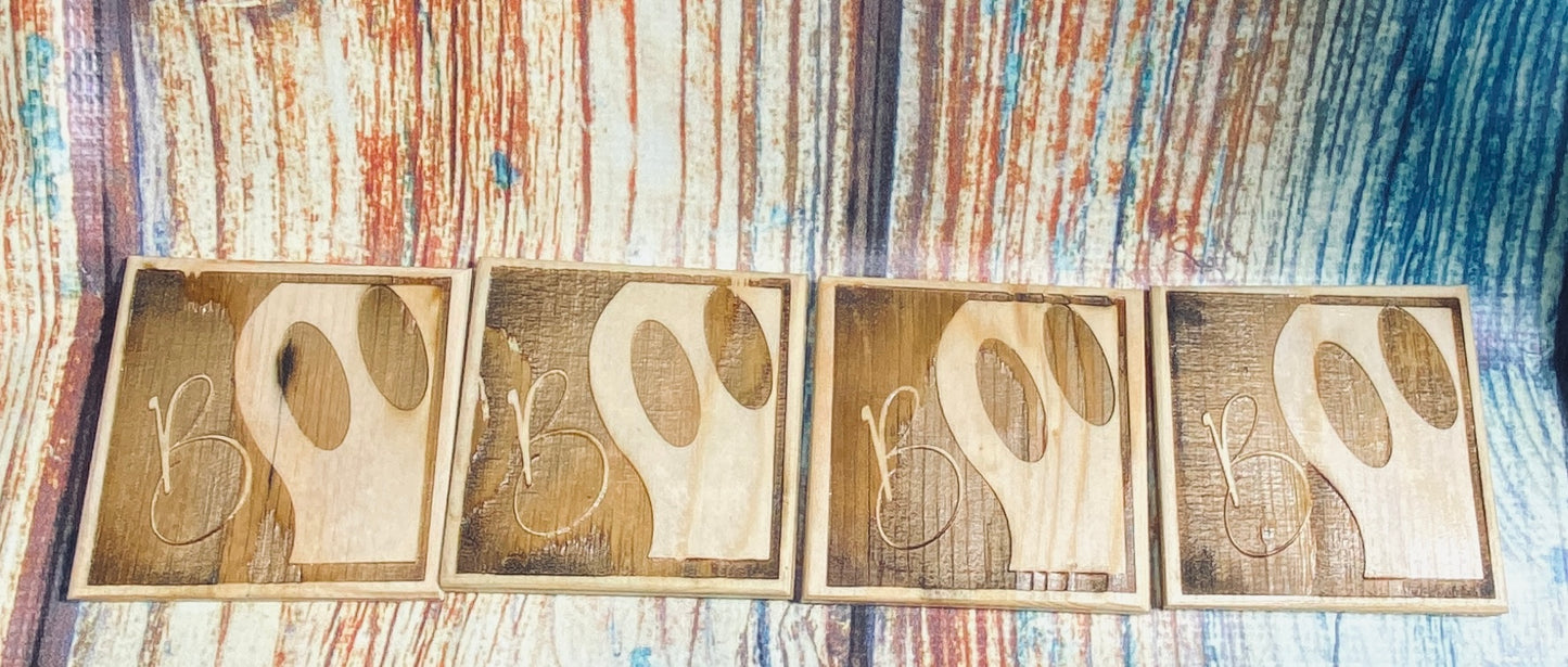 Boo Coasters for Halloween x 4