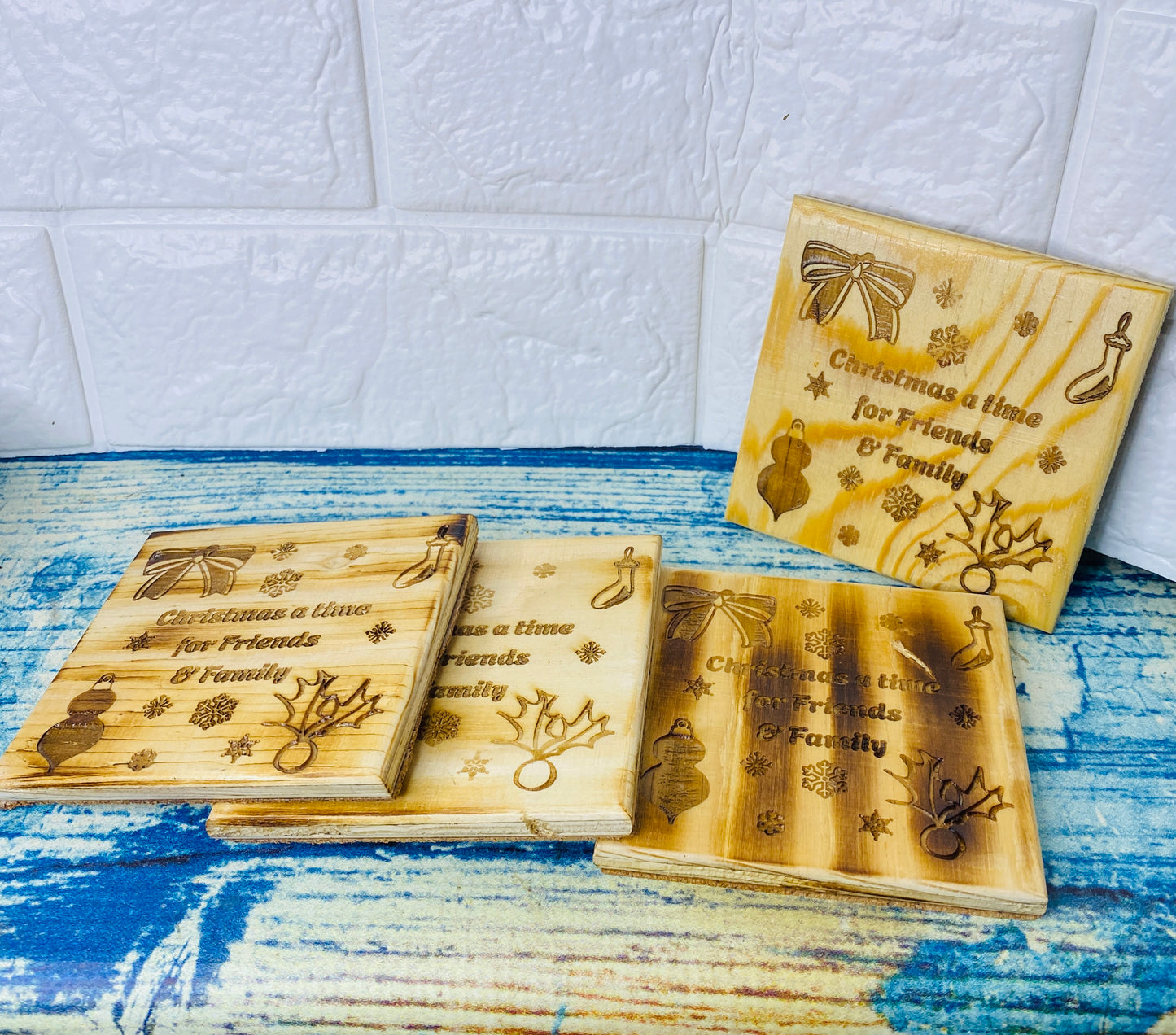 Family & Friends Christmas Coasters, Handmade