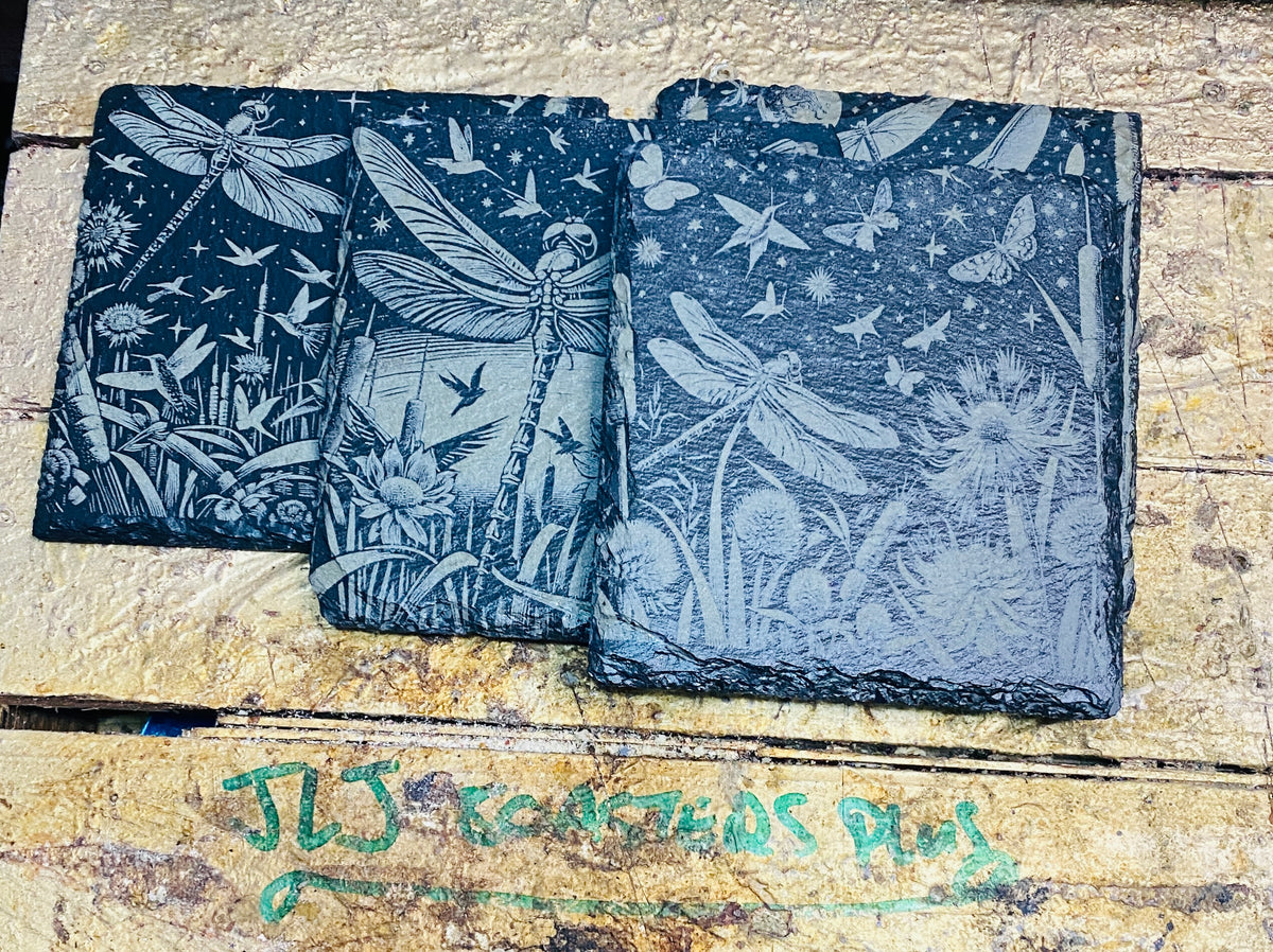 Dragonfly slate coasters x 4