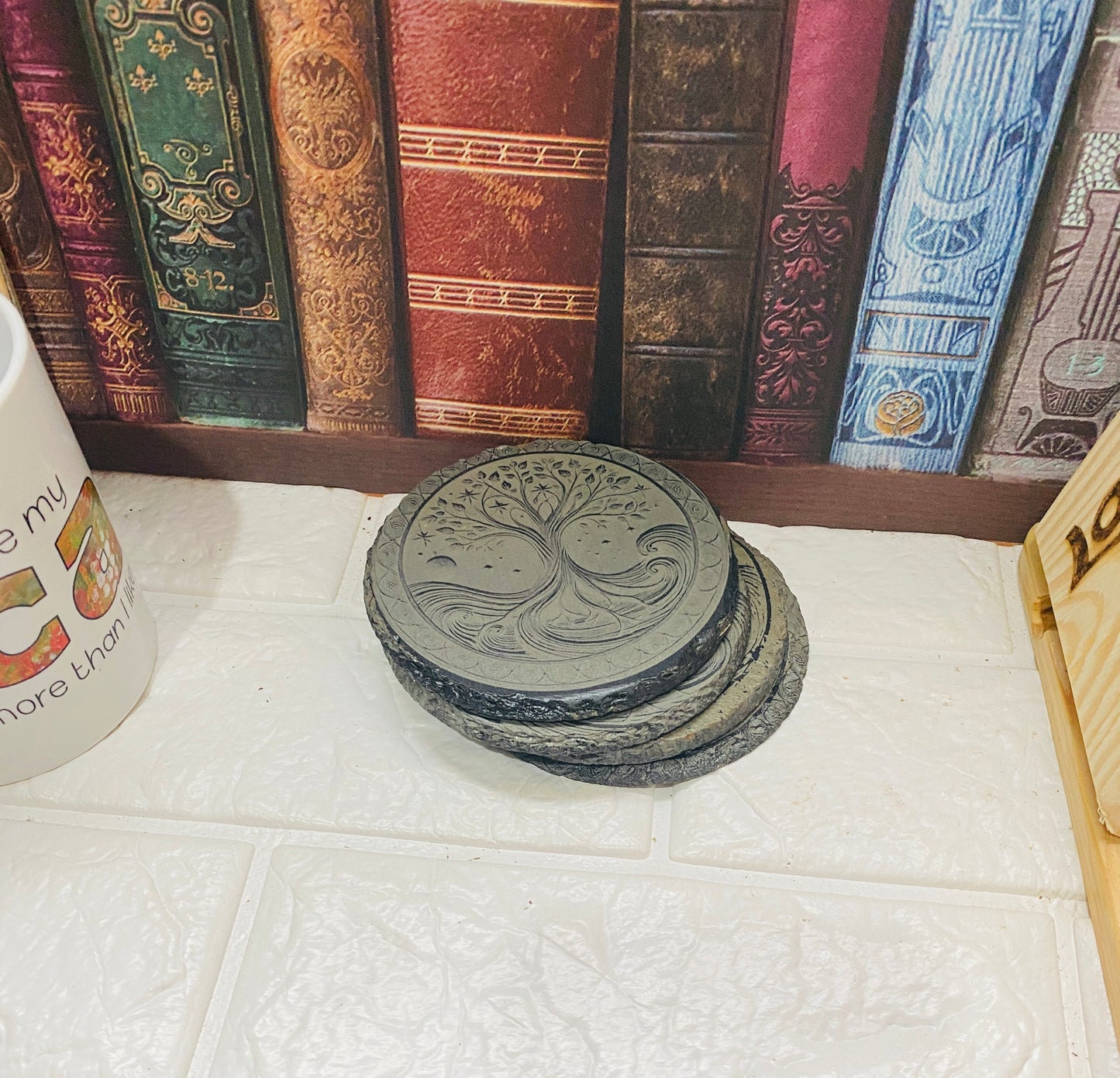 slate Tree of Life Coaster x 4