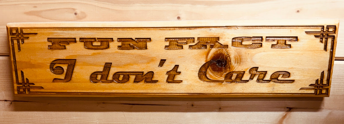 "Fun Fact I Don't Care" Sign.Small but funny