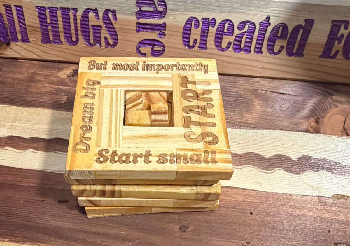 Handmade Inspirational Wooden Coaster Set with Stand