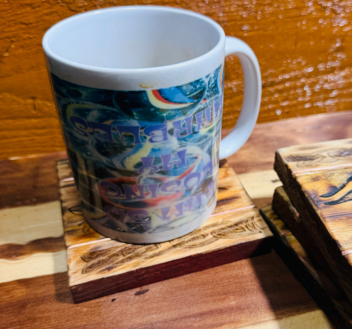 Handmade laser engraved coasters