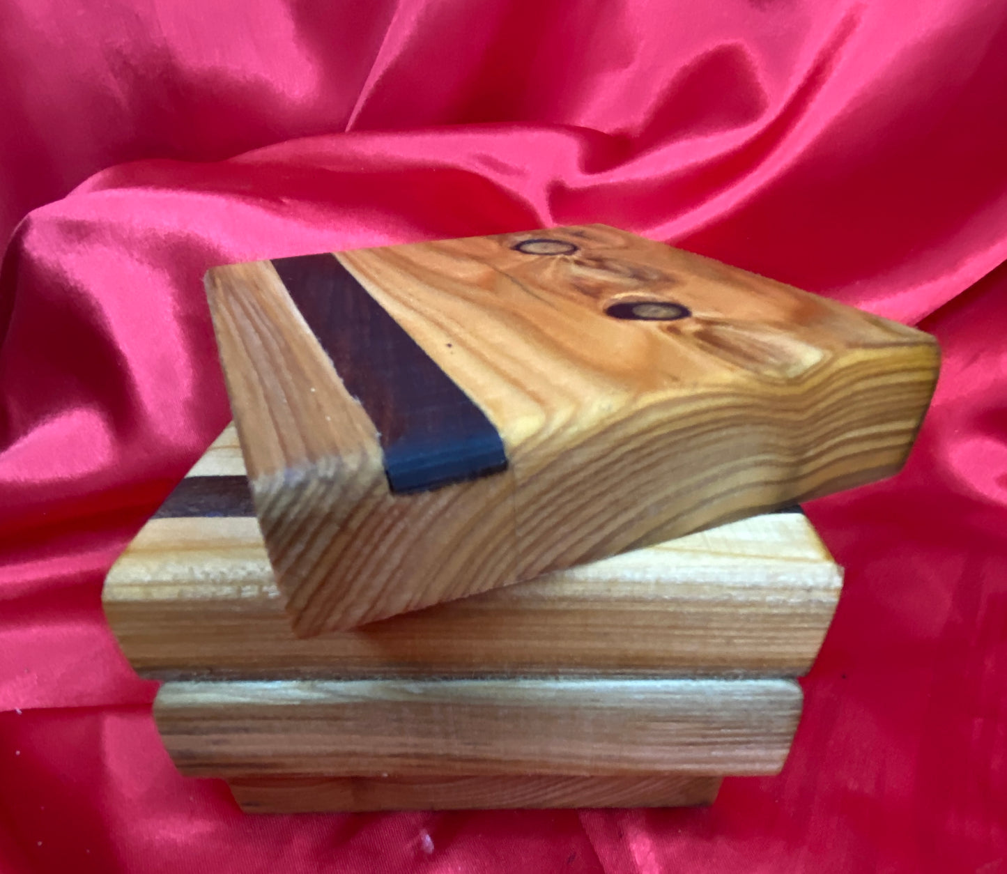 Wood coasters with polycarbonate strip. x4