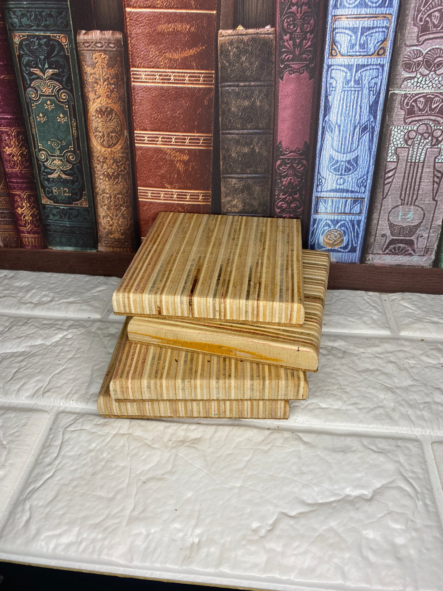 line Pattern wooden coasters x 4