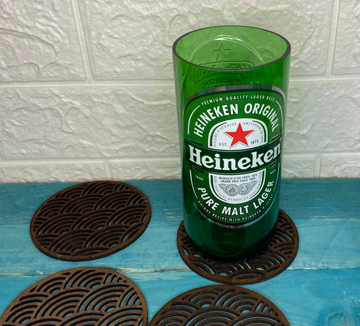 Heineken glass made from beer bottle