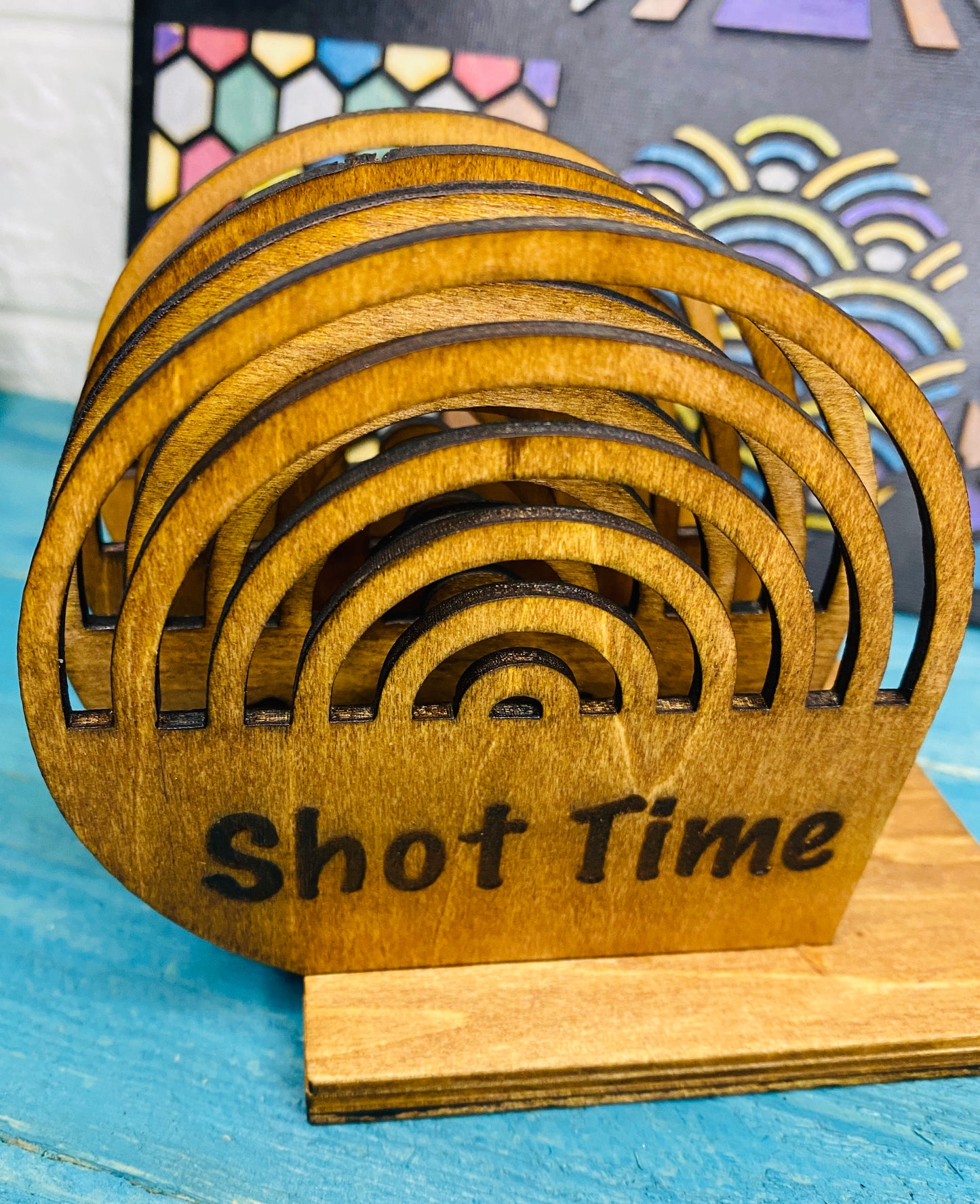 shot, beer time Coasters x 4