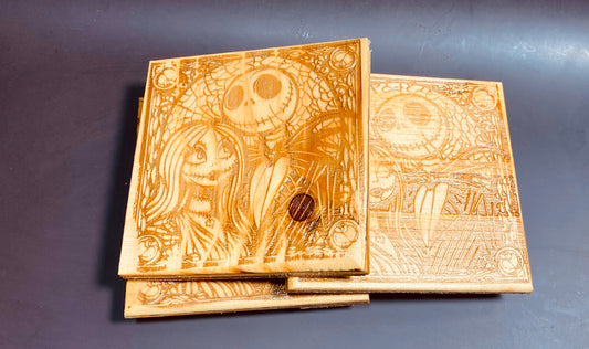 Coasters, Halloween the corpses Bride laser engraved