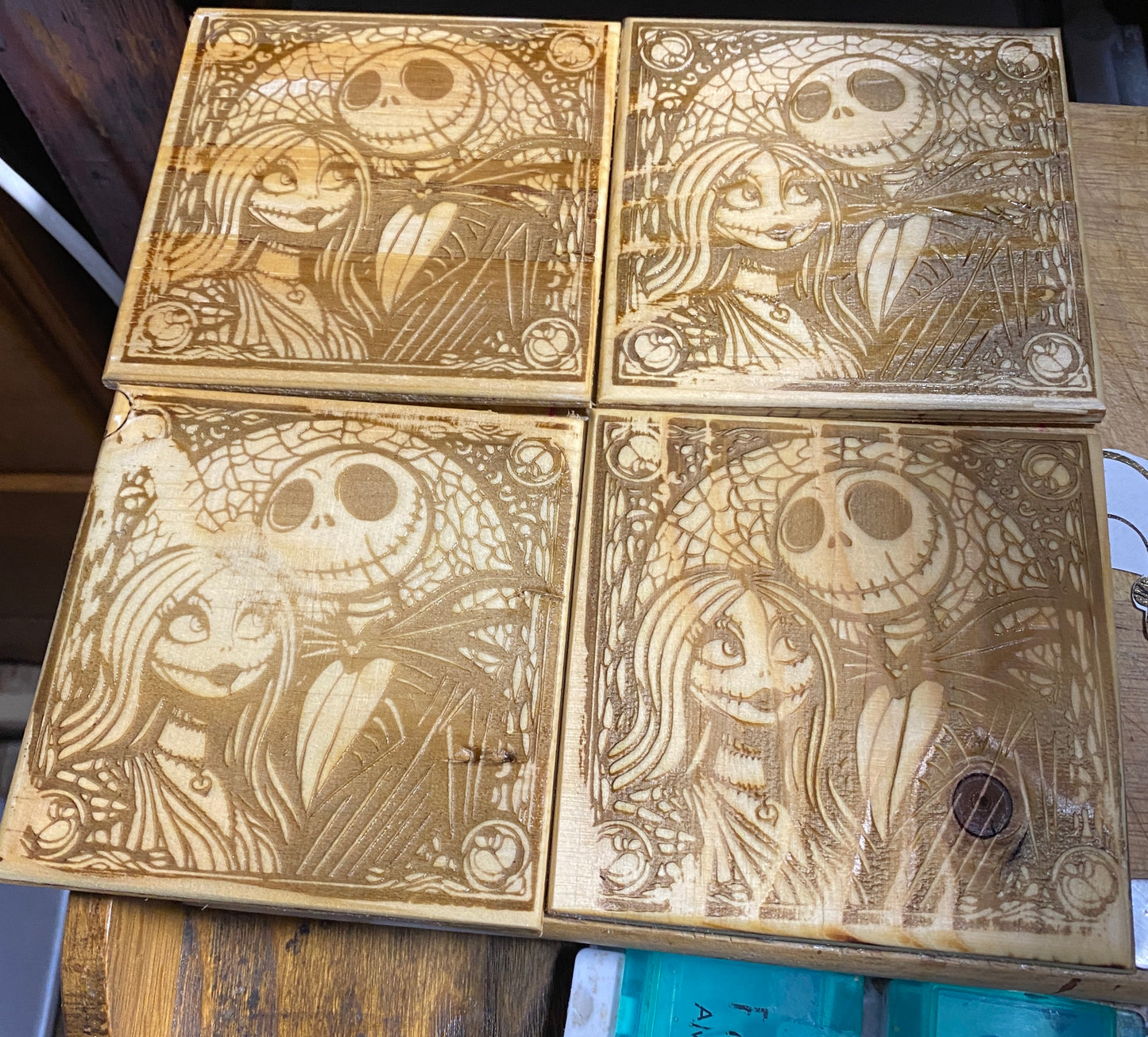 Coasters, Halloween the corpses Bride laser engraved