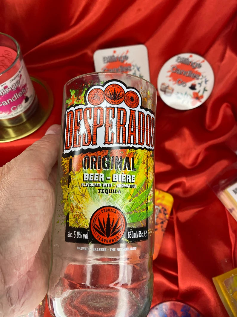 Handmade Desperado Beer Glass from Bottle with free coaster
