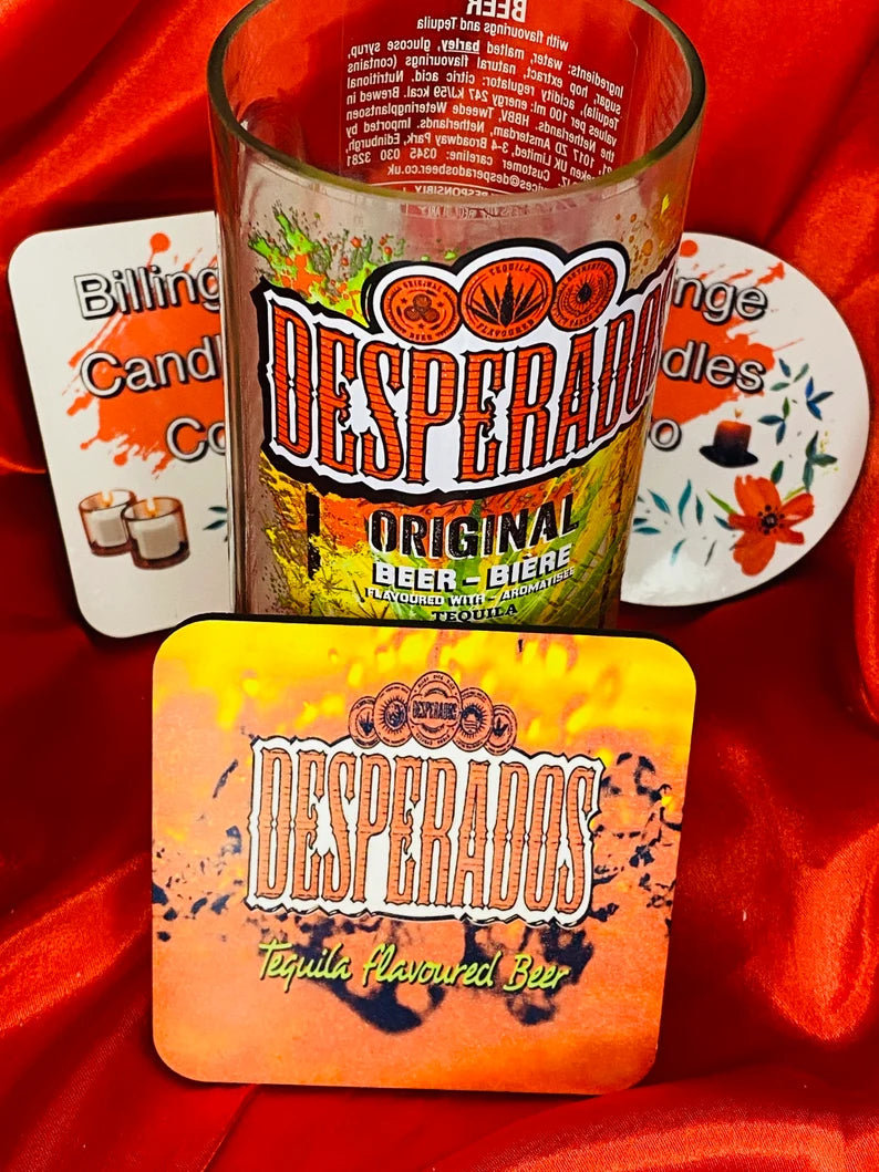 Handmade Desperado Beer Glass from Bottle with free coaster