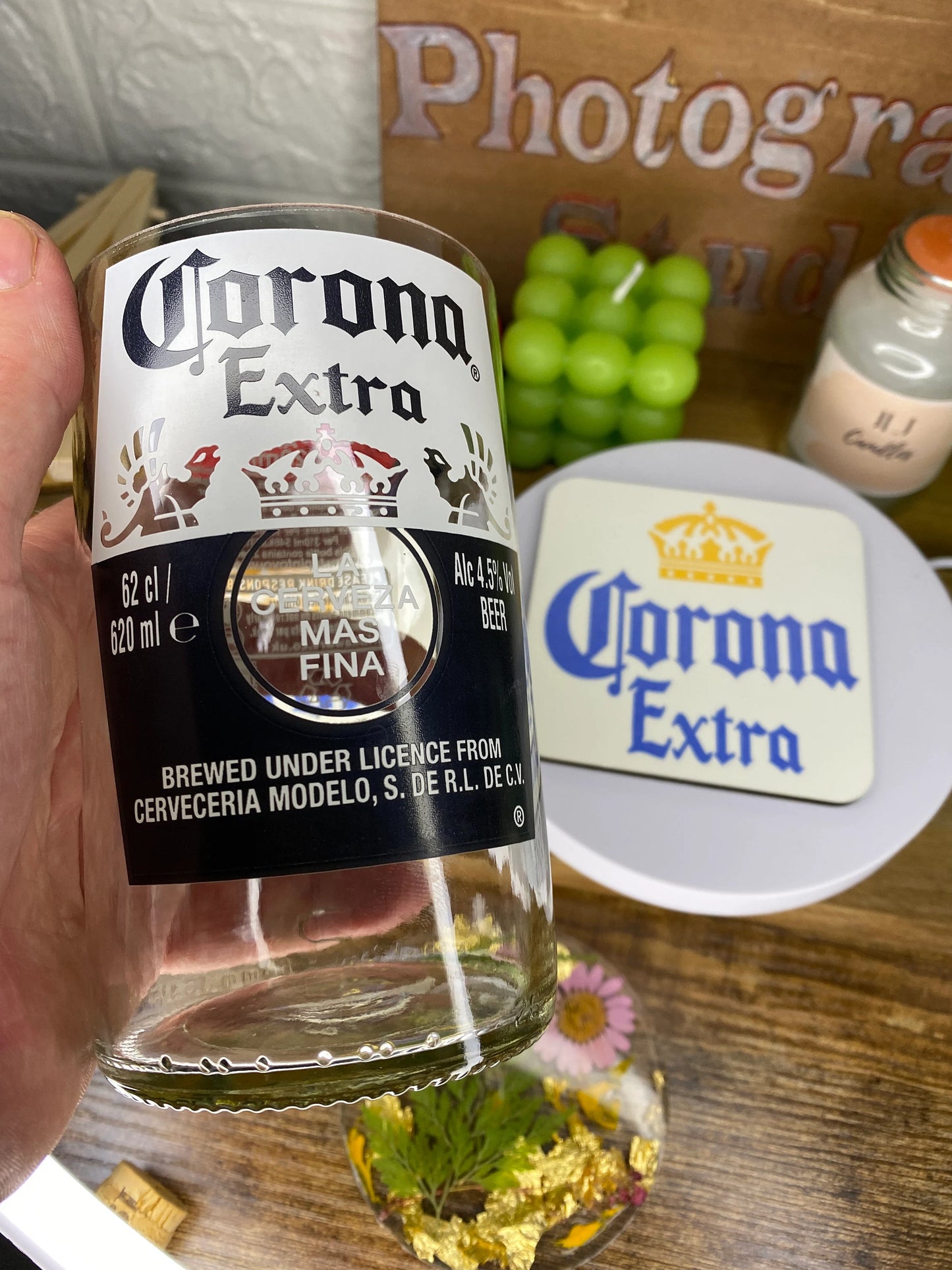 Corona Beer Glass with free coaster.