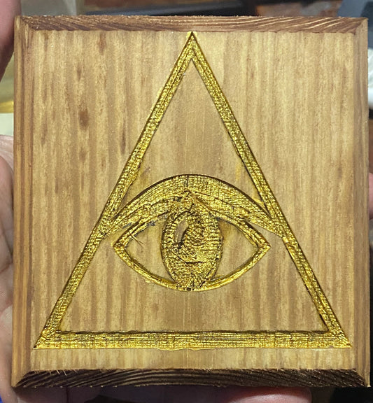 Eye of Horus Egyptian Wooden coasters with cock back.