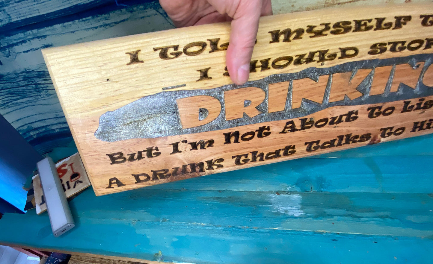 Handmade upcycled wood, wall art Laser engraved funny wall sign