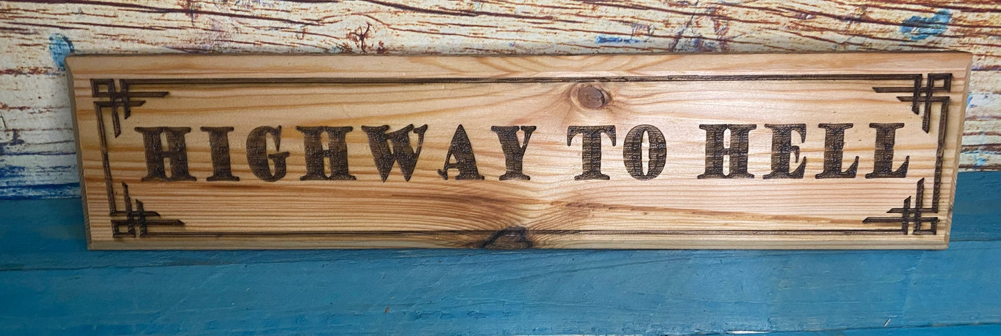 Highway To Hell. Handmade wood wall art