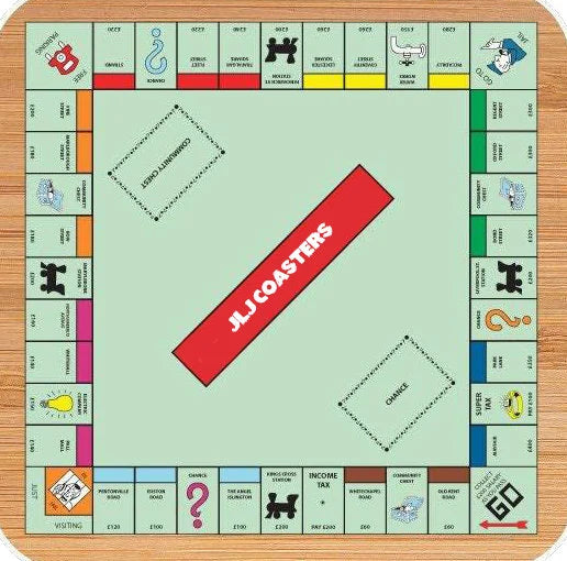 Game board coasters set of 4, monopoly, Scrabble, Cluedo
