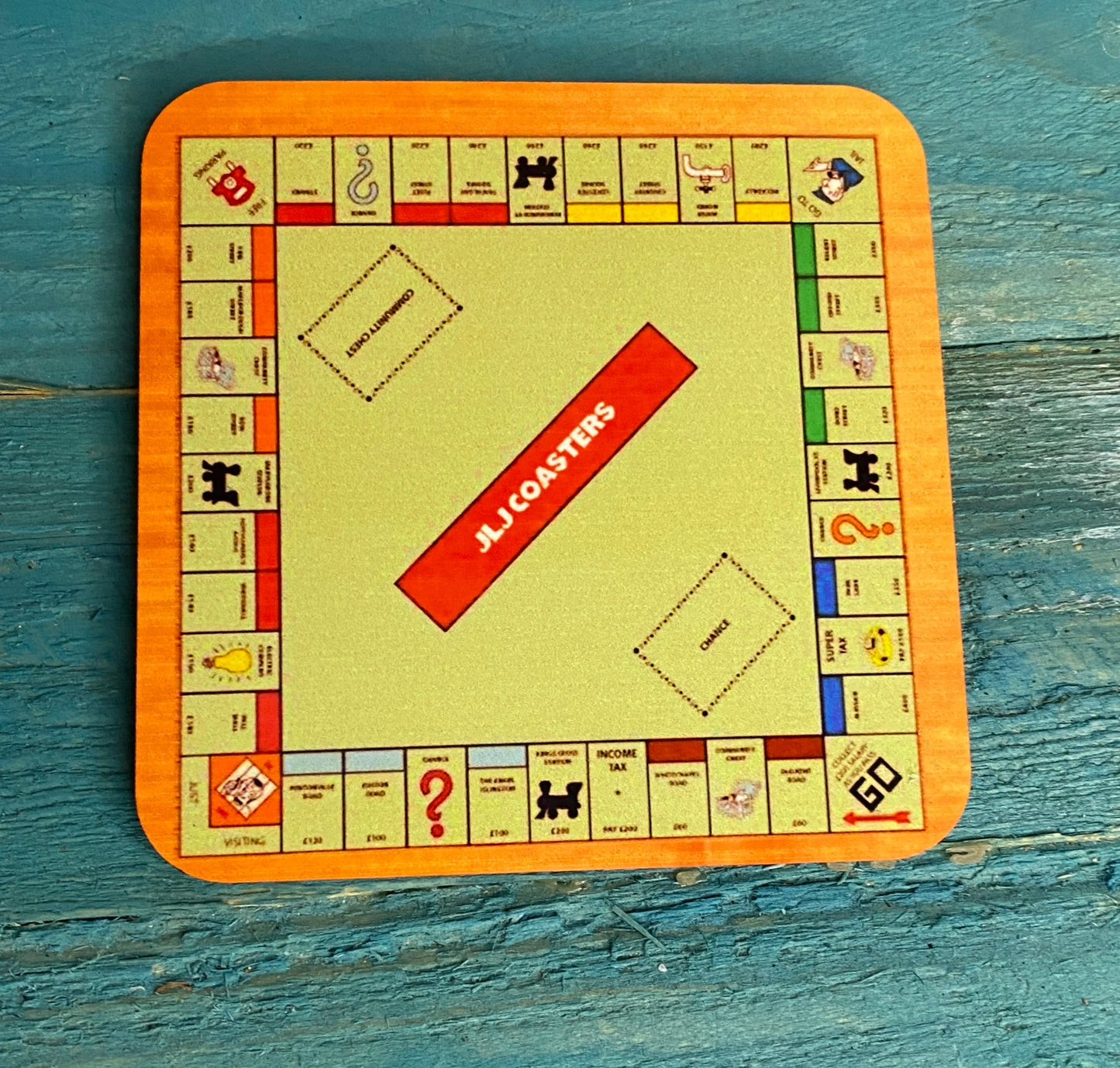 Game board coasters set of 4, monopoly, Scrabble, Cluedo