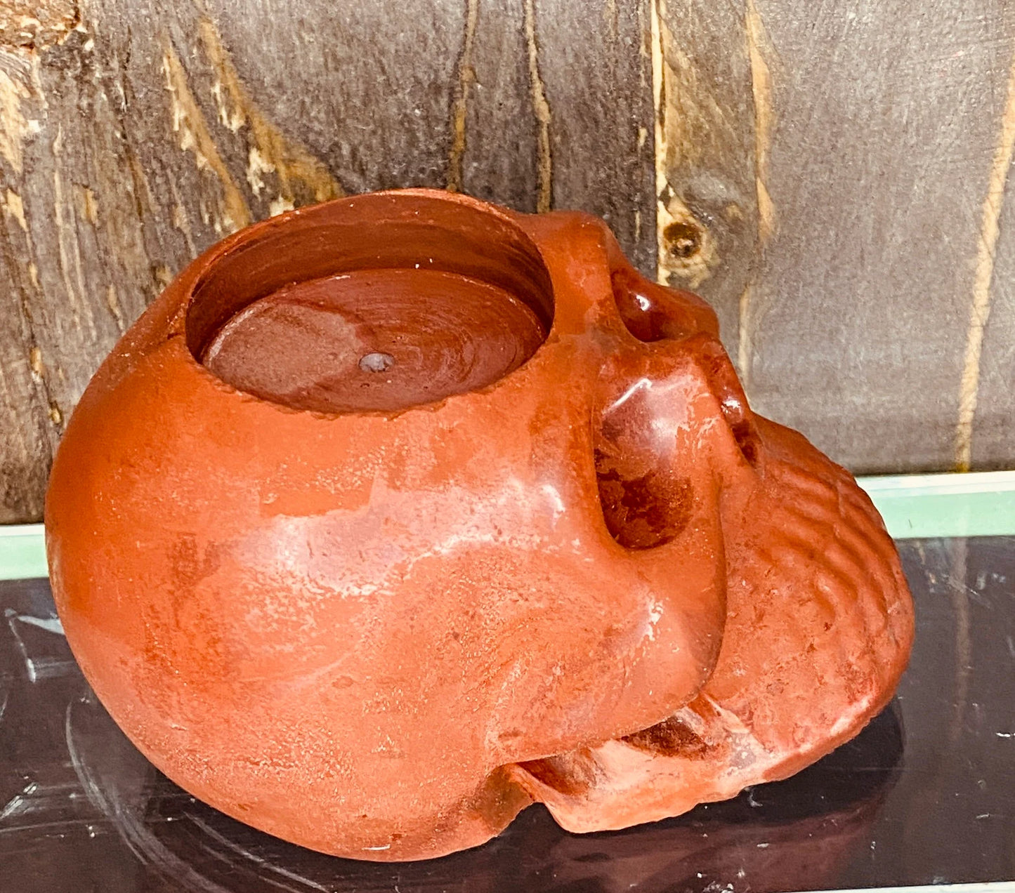 Skull cement T light Holder