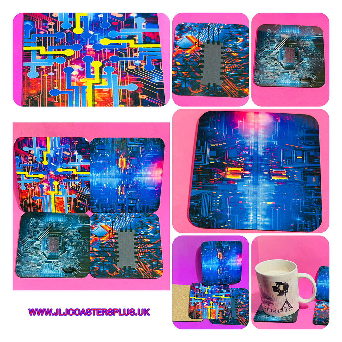 Tech Circuit Coasters x 4