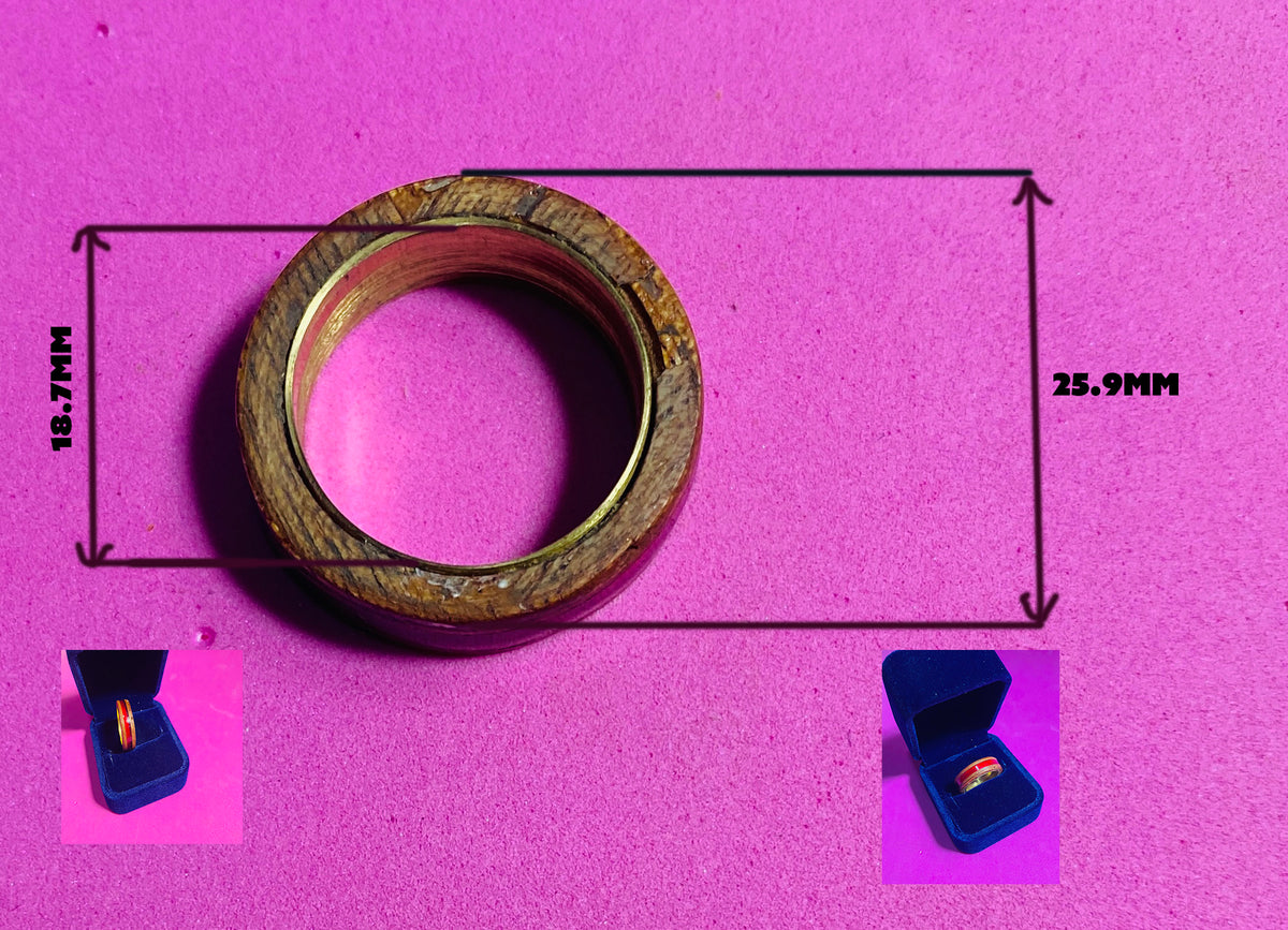 mahogany ring with red inlay