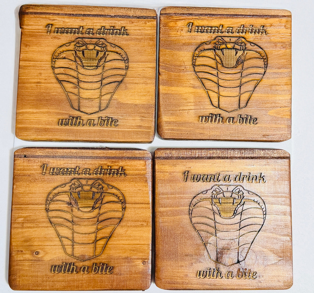 š āI Want a Drink⦠With a Biteā Snake Coasters (Set of 4)