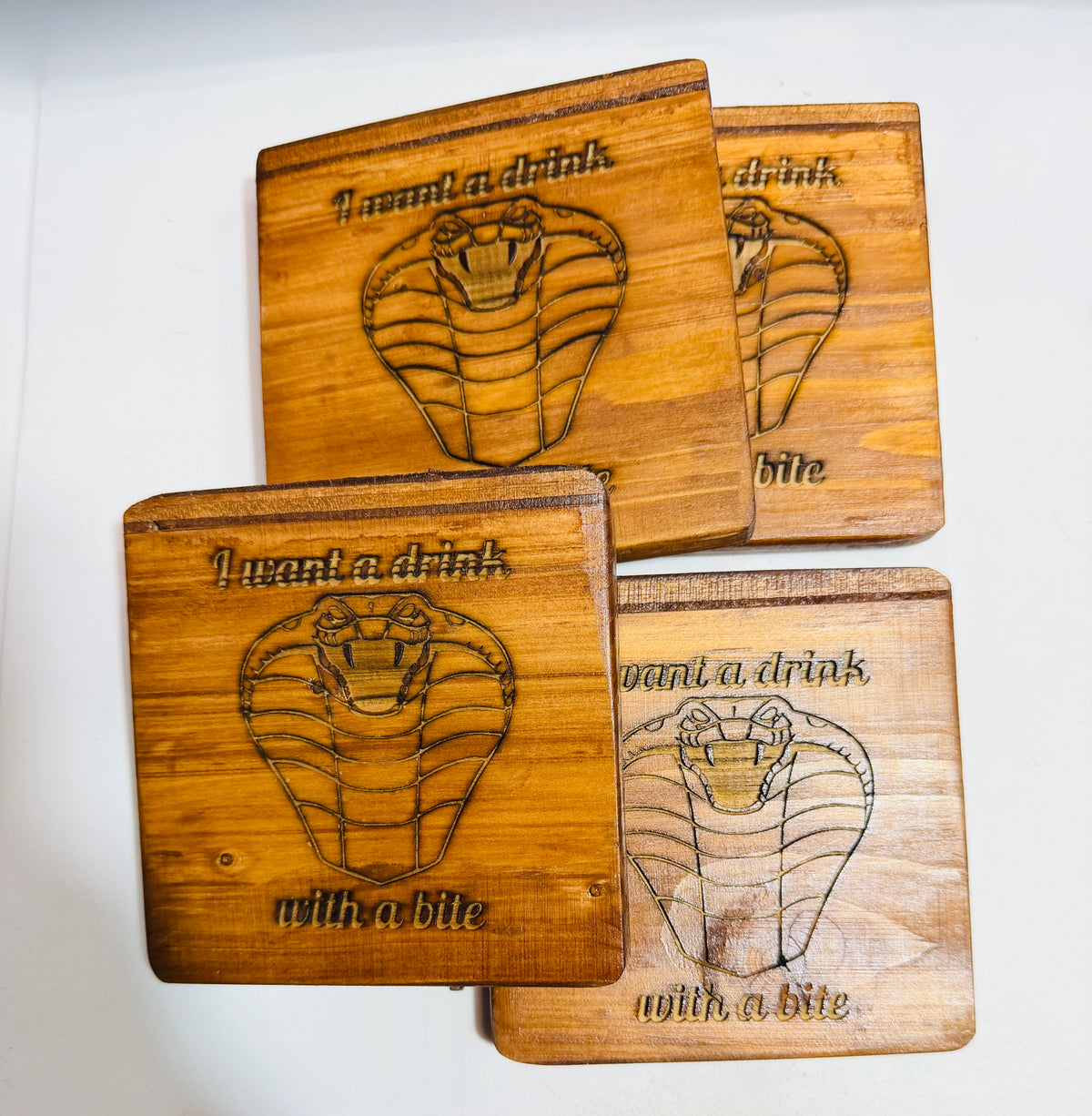 š āI Want a Drink⦠With a Biteā Snake Coasters (Set of 4)