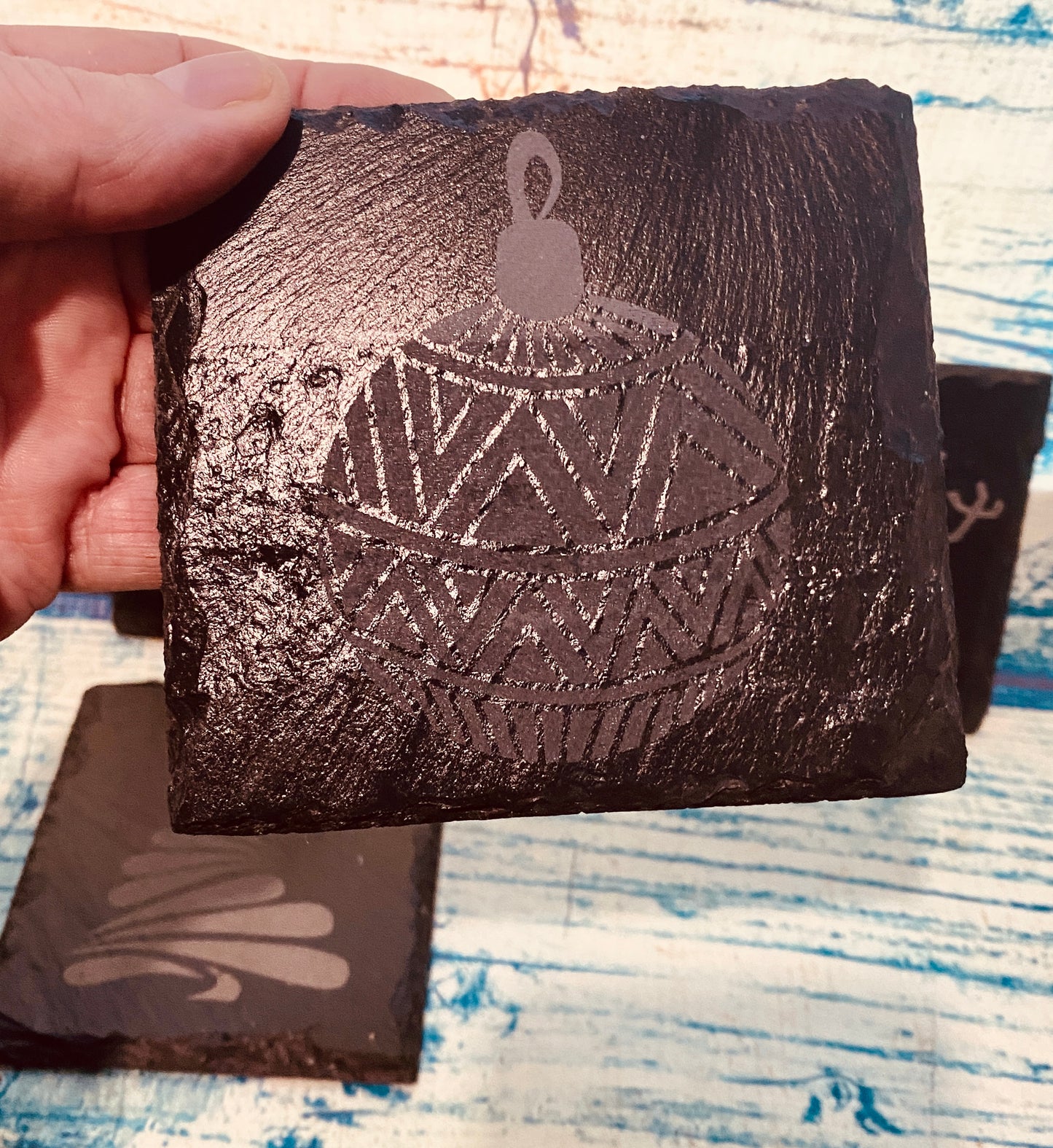 Christmas themed slate coasters x 4