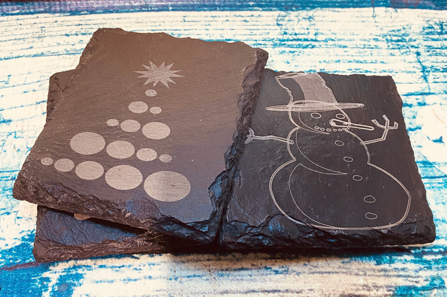 Christmas themed slate coasters x 4