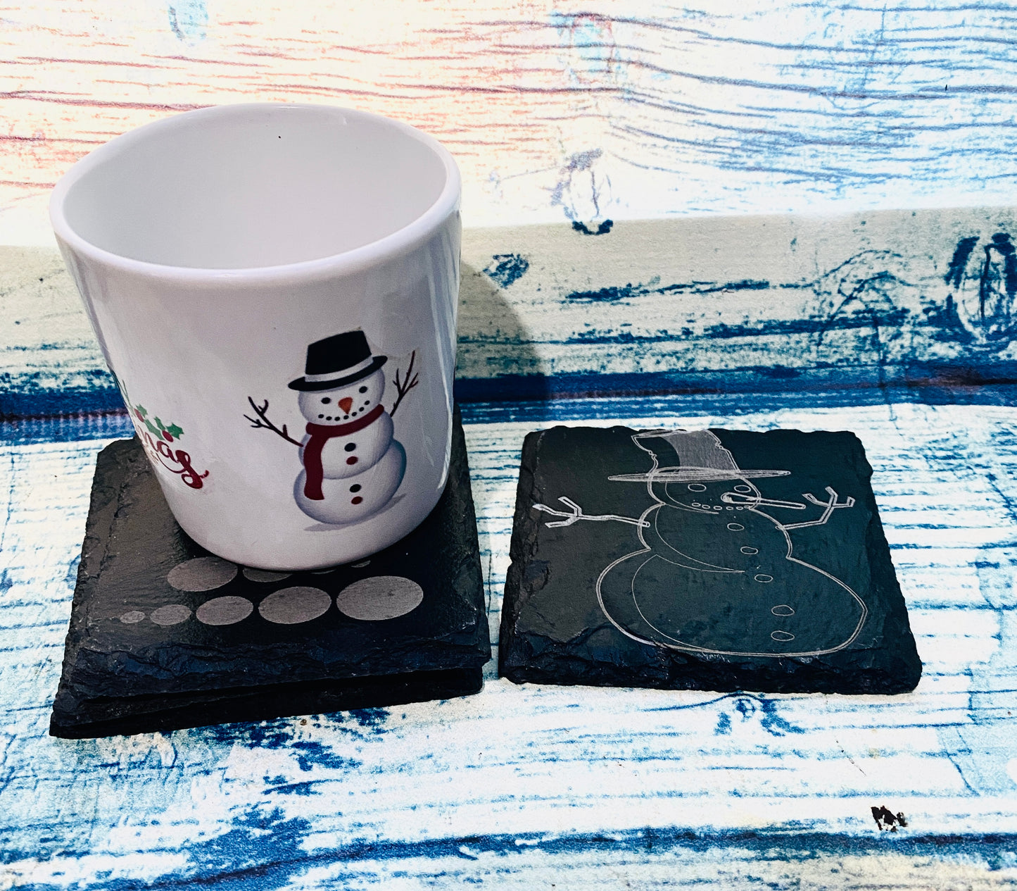 Christmas themed slate coasters x 4