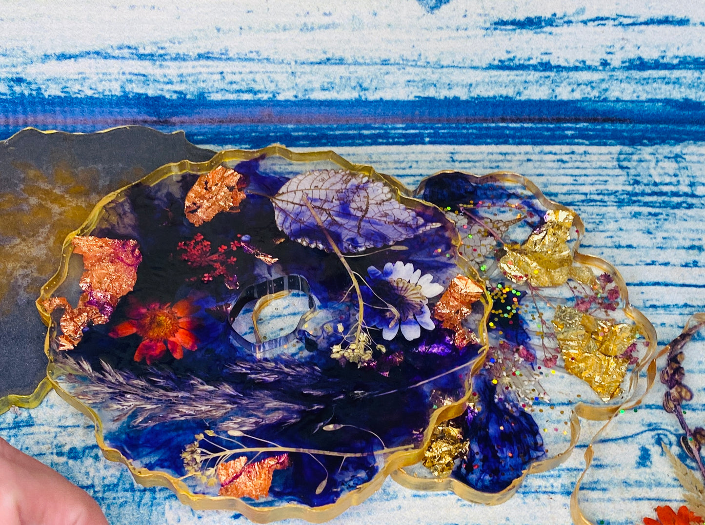 epoxy resin wildflowers x 4 coasters