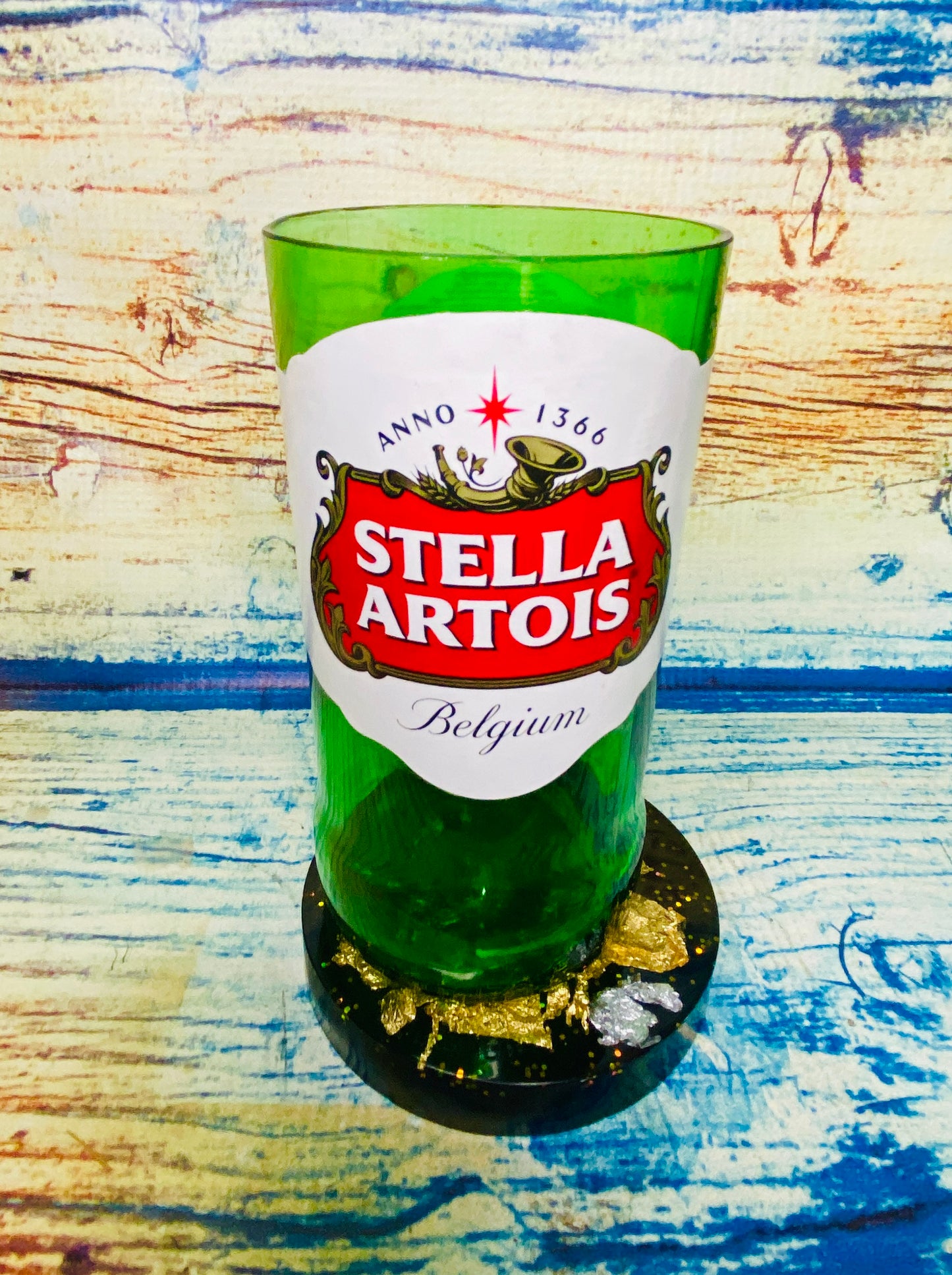 Stella Artois glass made from bottle