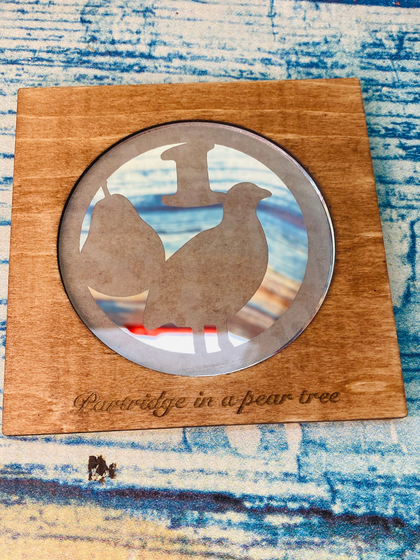Four days of Christmas Mirror/wood Coasters