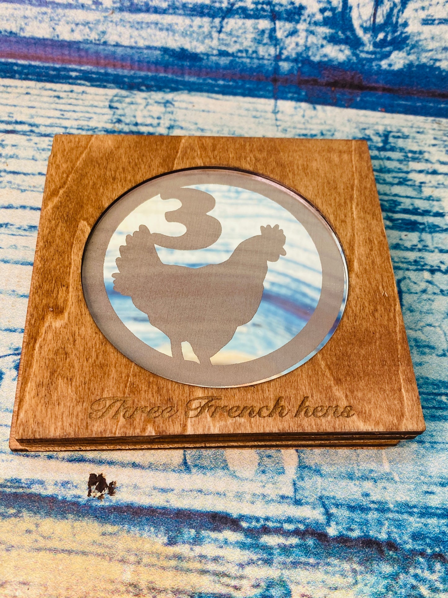 Four days of Christmas Mirror/wood Coasters