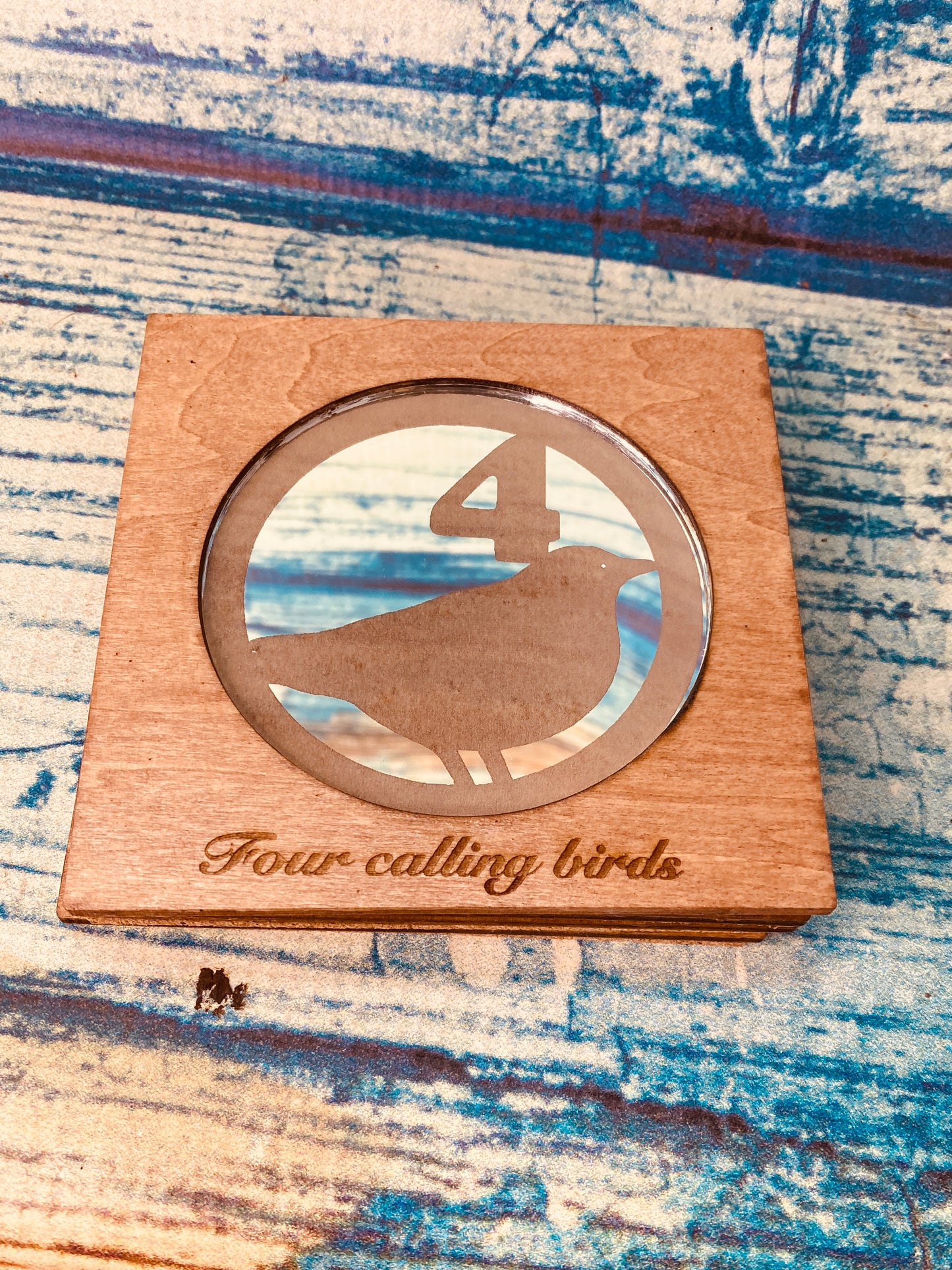 Four days of Christmas Mirror/wood Coasters
