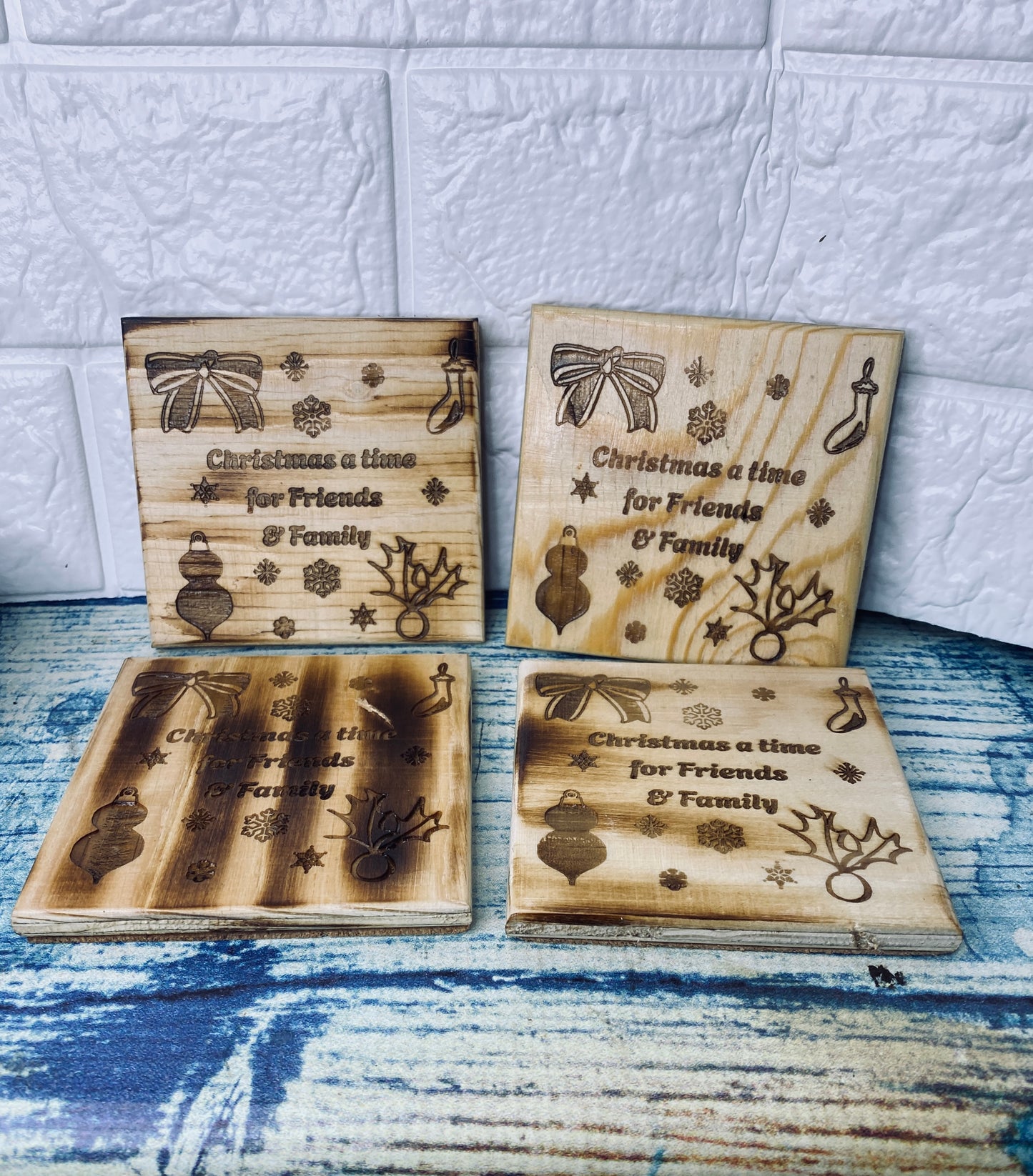 Family & Friends Christmas Coasters, Handmade