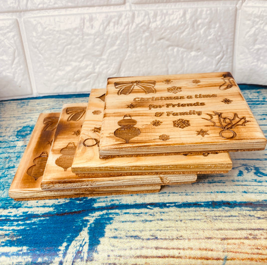 Family & Friends Christmas Coasters, Handmade