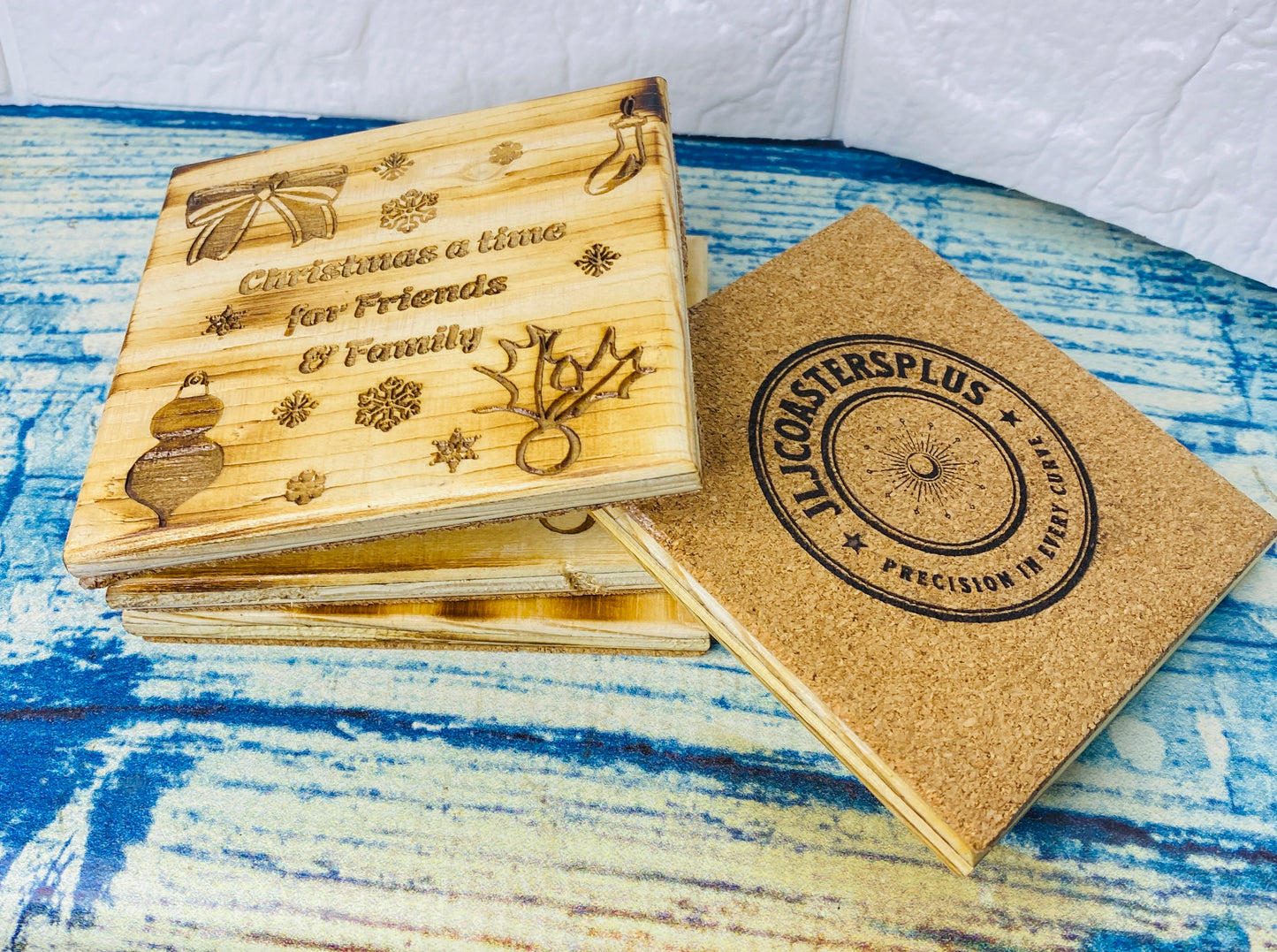 Family & Friends Christmas Coasters, Handmade