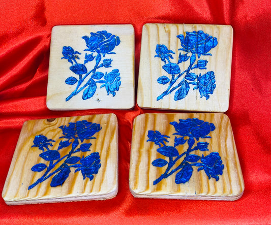 Blue Rose Coasters