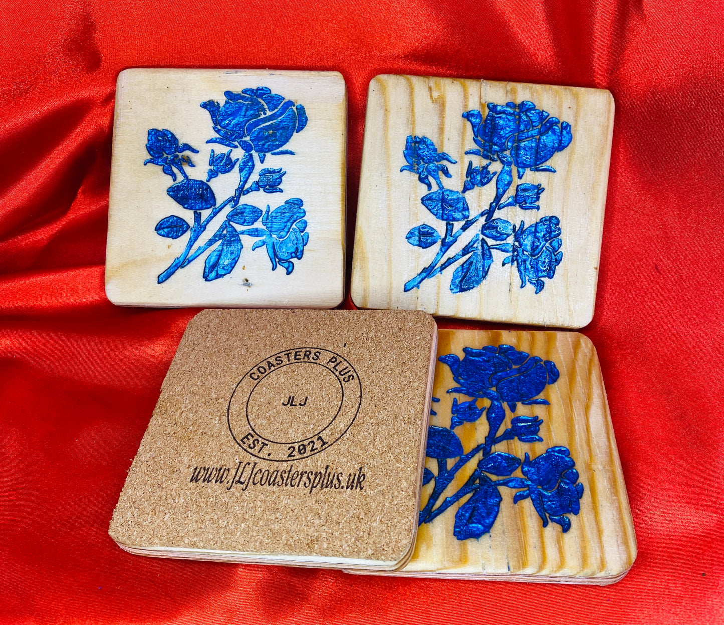 Blue Rose Coasters