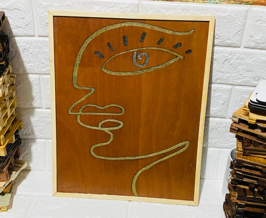 Line Face Wall Art in wood