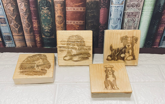 Laser engraved pet dog chinky coasters
