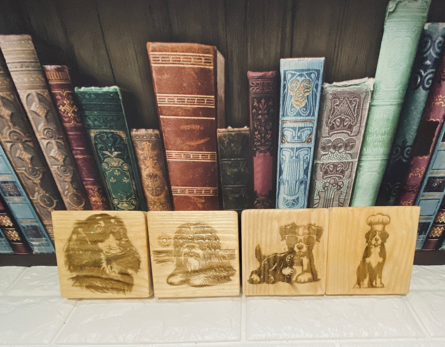 Laser engraved pet dog chinky coasters