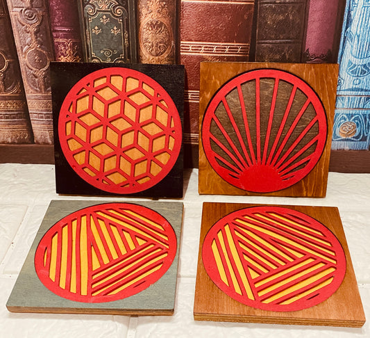 Geo Coasters x 4 with foam insert.