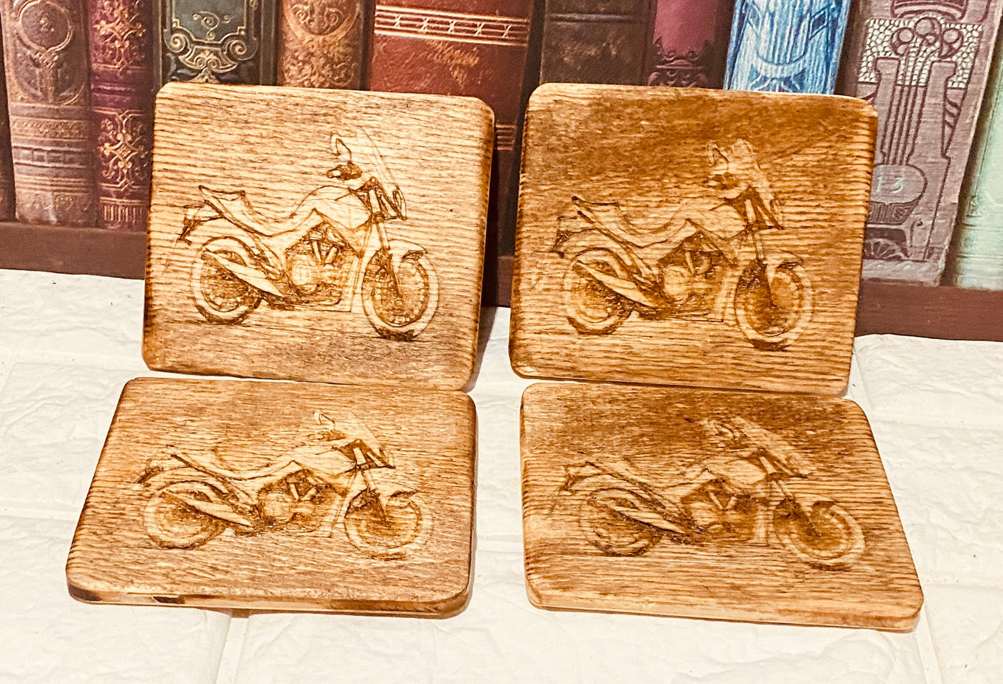Laser engraved bike coasters x 4