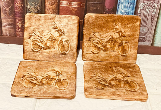 Laser engraved bike coasters x 4